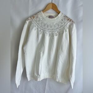 Women’s Vintage CHEETAH Designed by Stacie Detgen Fleece Pullover Lace* Sweater